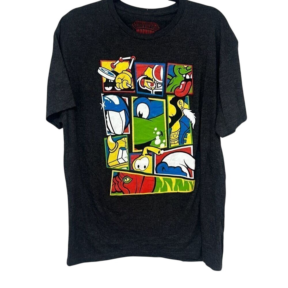 Saturday Morning Cartoons Gray Medley Crewneck T-Shirt Size XL